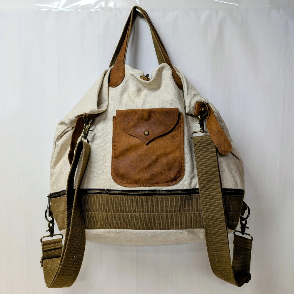 Canvas and Leather Bag Backpack Weekender